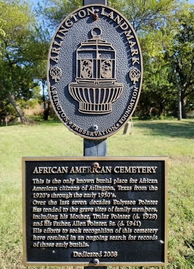 gravestone from african american cemetery an Arlington, TX landmark