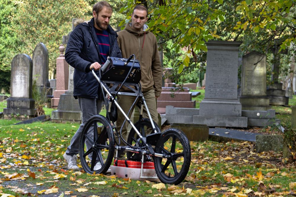 Team using GPR cemetery mapping technology.